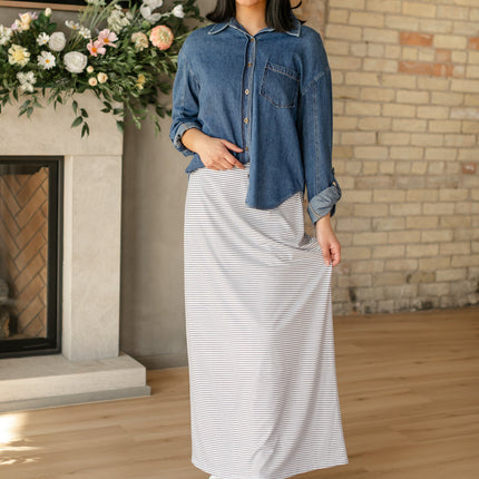 Clarise Striped Premium Knit Maxi Skirt