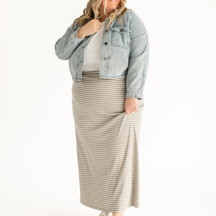Clarise Striped Premium Knit Maxi Skirt