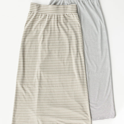 Clarise Striped Premium Knit Maxi Skirt