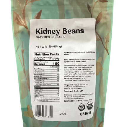 Kidney Beans, Dark Red, Organic