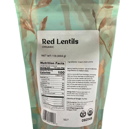 Red Lentils, Split, Organic
