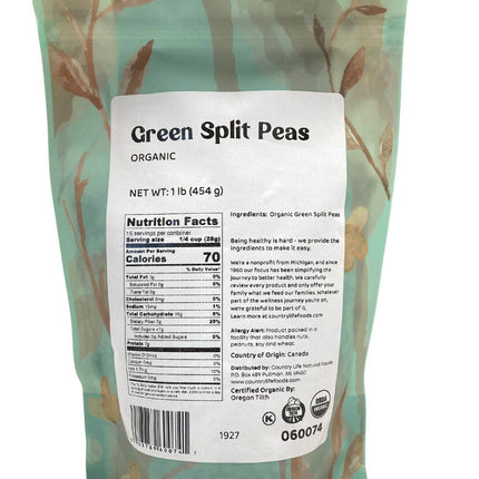 Peas, Green, Organic, Split