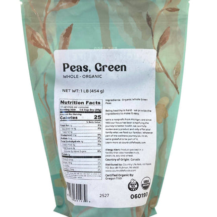 Peas, Green, Organic, Whole