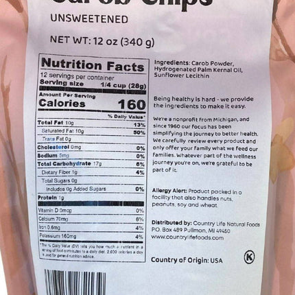 Carob Chips, Unsweetened