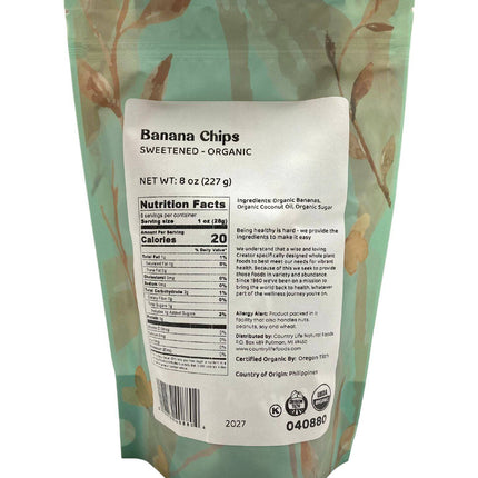 Banana Chips, Sweetened, Organic