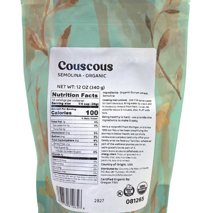 Couscous, Semolina, Organic