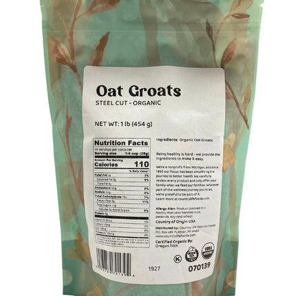 Oat Groats, Steel Cut, Organic