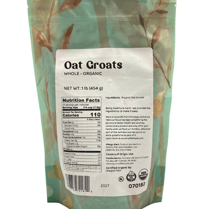 Oat Groats, Whole, Organic