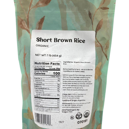 Short Rice, Brown, Organic