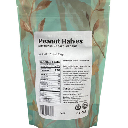 Peanuts, 1/2s Dry Roasted, No Salt, Organic
