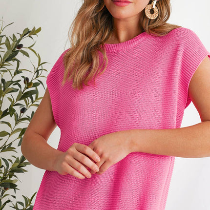 Pink Round Neck Sweater Top