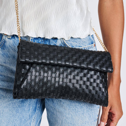 Wine Color Woven Clutch