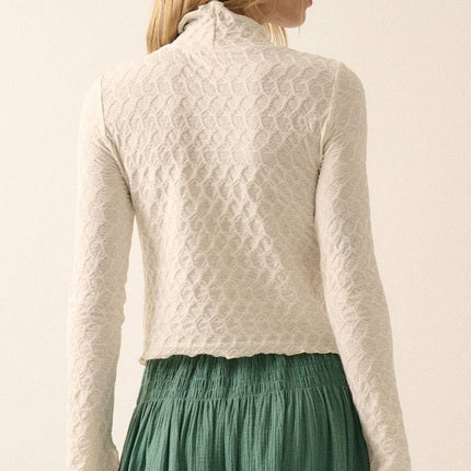 Geometric-Lace Knit Top