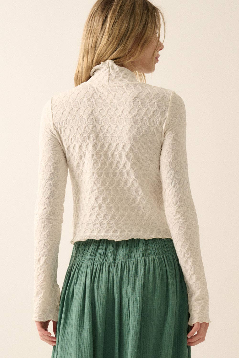 Geometric-Lace Knit Top