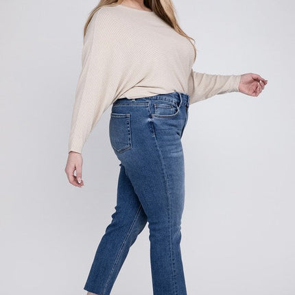 Plus Size High Rise Slim Straight Jeans