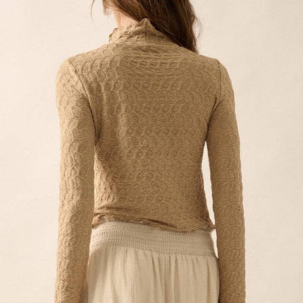 Geometric-Lace Knit Top