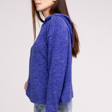 Hooded Brushed Melange Hacci Sweater