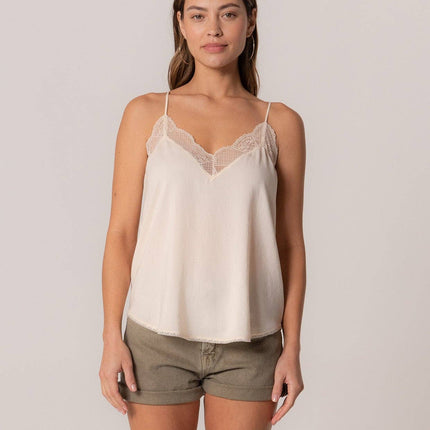 Lovestitch Lace Trim Slip Cami: Vanilla