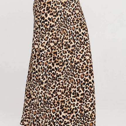 Leopard Print Maxi Skirt w Elastic Waist