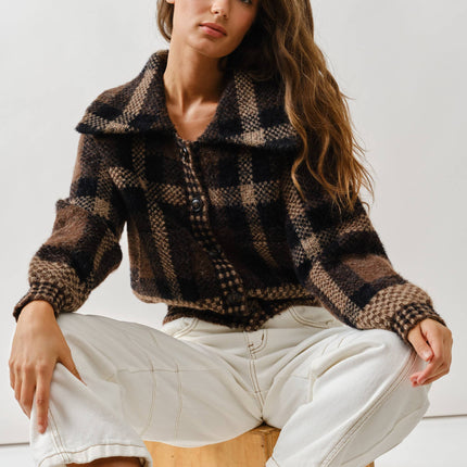 Plaid Button Up Sweater