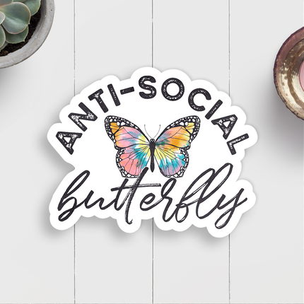 Anti-Social Butterfly Vinyl Sticker