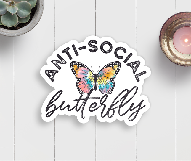 Anti-Social Butterfly Vinyl Sticker