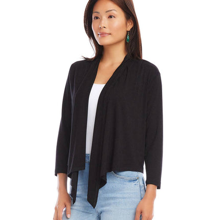 Black Open Front  Cardigan