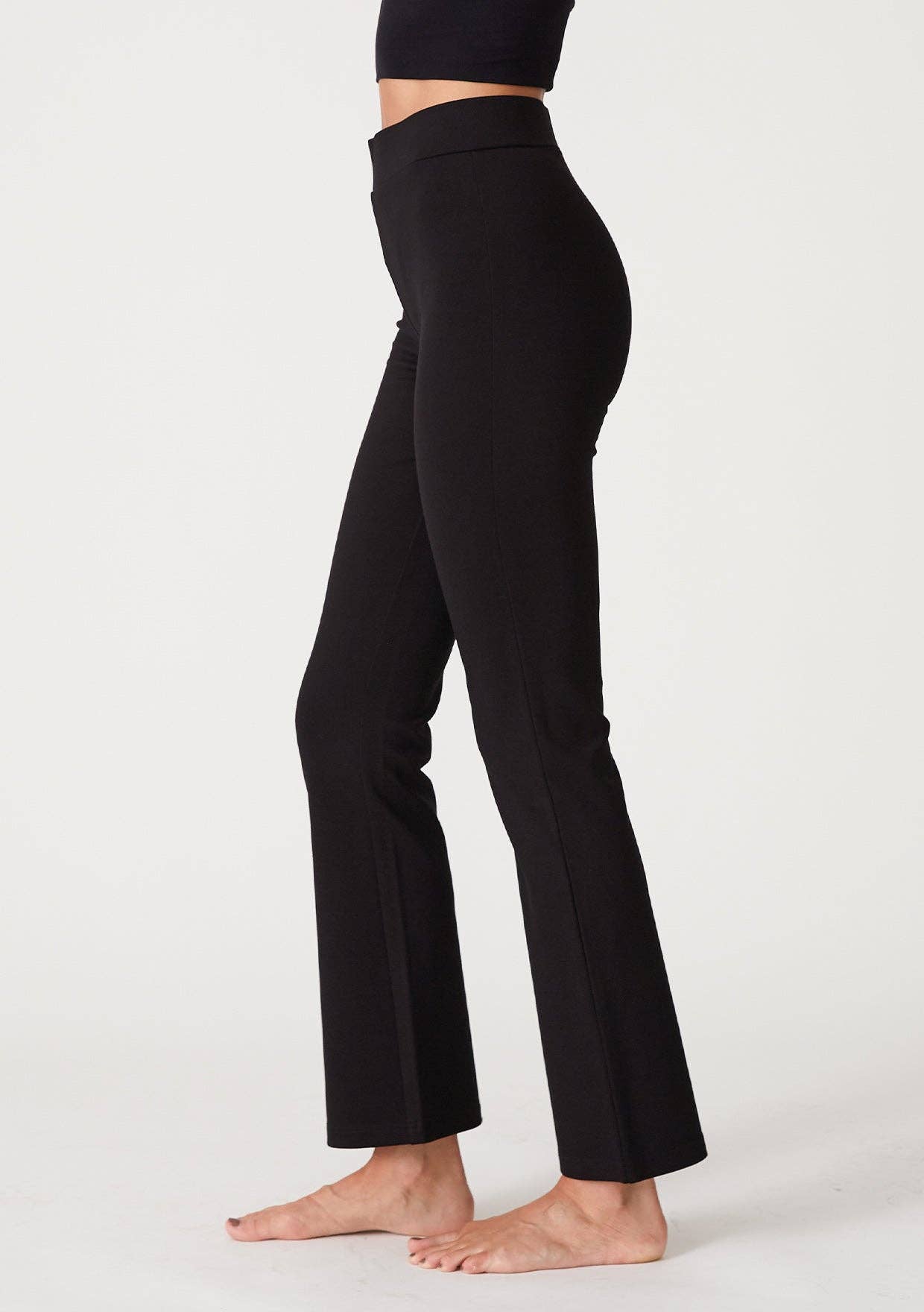 Lovestitch Solid Ponte Flared Legging: Black