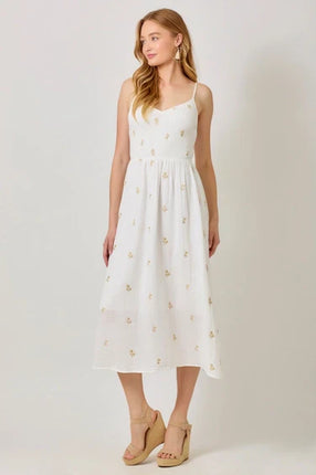 White Gauze Embroidered Sundress