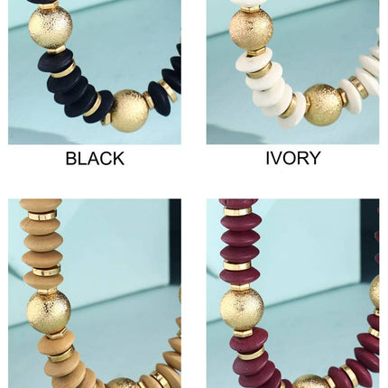 Metal & Wood Disk Bead Necklace