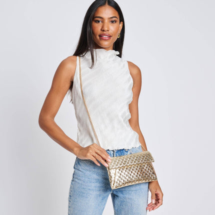 Wine Color Woven Clutch
