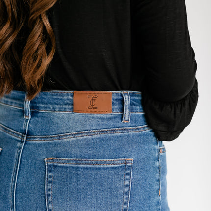 Dakotah Raw Hem Long Denim Skirt
