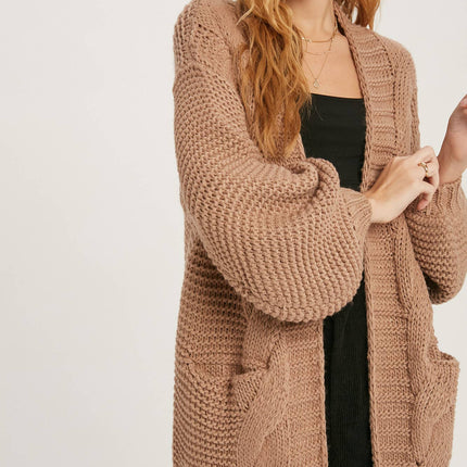 Chunky Cable knit Cardigan-Chocolate