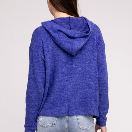 Hooded Brushed Melange Hacci Sweater