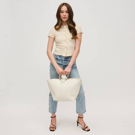Black Luxe Tote with Gold Handle