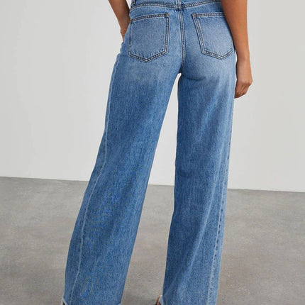 Wide Leg Denim with Frayed Bottom