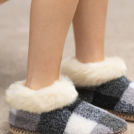 Buffalo Check Fur Slippers