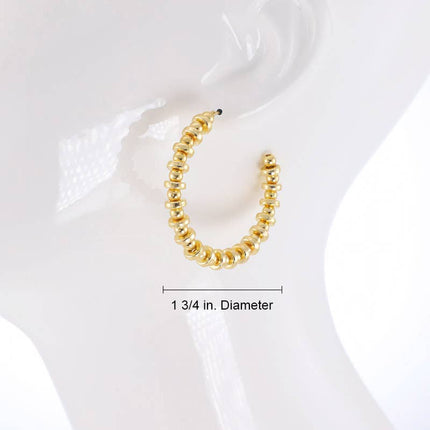 Round Disc Bead Hoop Earrings