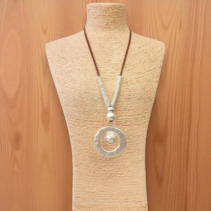 Long Silver Pendant Necklace