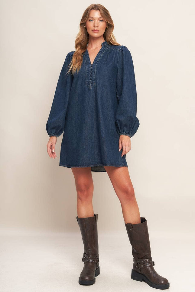 Washed Denim Mini Dress