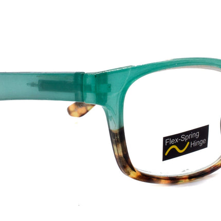 Desiree, (Premium) Women Reading Glasses, High End Reader, Magnifying, Square Style (Green Tortoise Brown) Optical Frame. NY Fifth Avenue