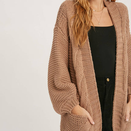 Chunky Cable knit Cardigan-Chocolate