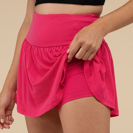 Wide Band Tennis Skirt with Zippered Back Pocket