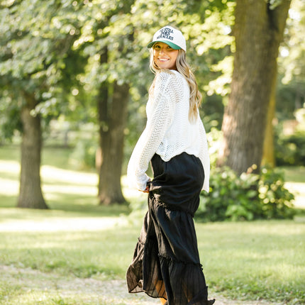 Serena Black Cotton Gauze Maxi Skirt