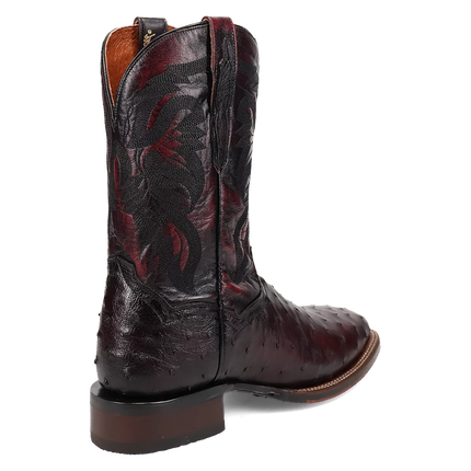 Dan Post Alamosa (Black Cherry)  - Men's Ostrich Skin Leather Cowboy Boots