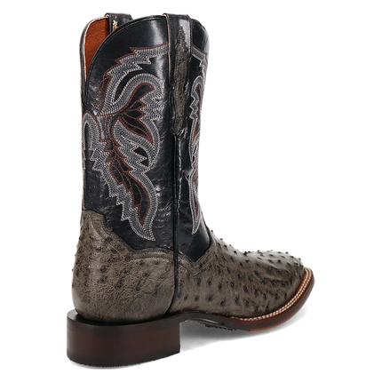 Dan Post Alamosa (Grey/Black)  - Men's Ostrich Skin Leather Cowboy Boots