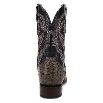 Dan Post Alamosa (Grey/Black)  - Men's Ostrich Skin Leather Cowboy Boots