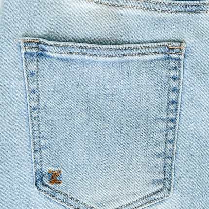 Drew Raw Hem Midi Denim Skirt