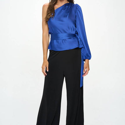 Royal Blue One Shoulder Top w/ Tie