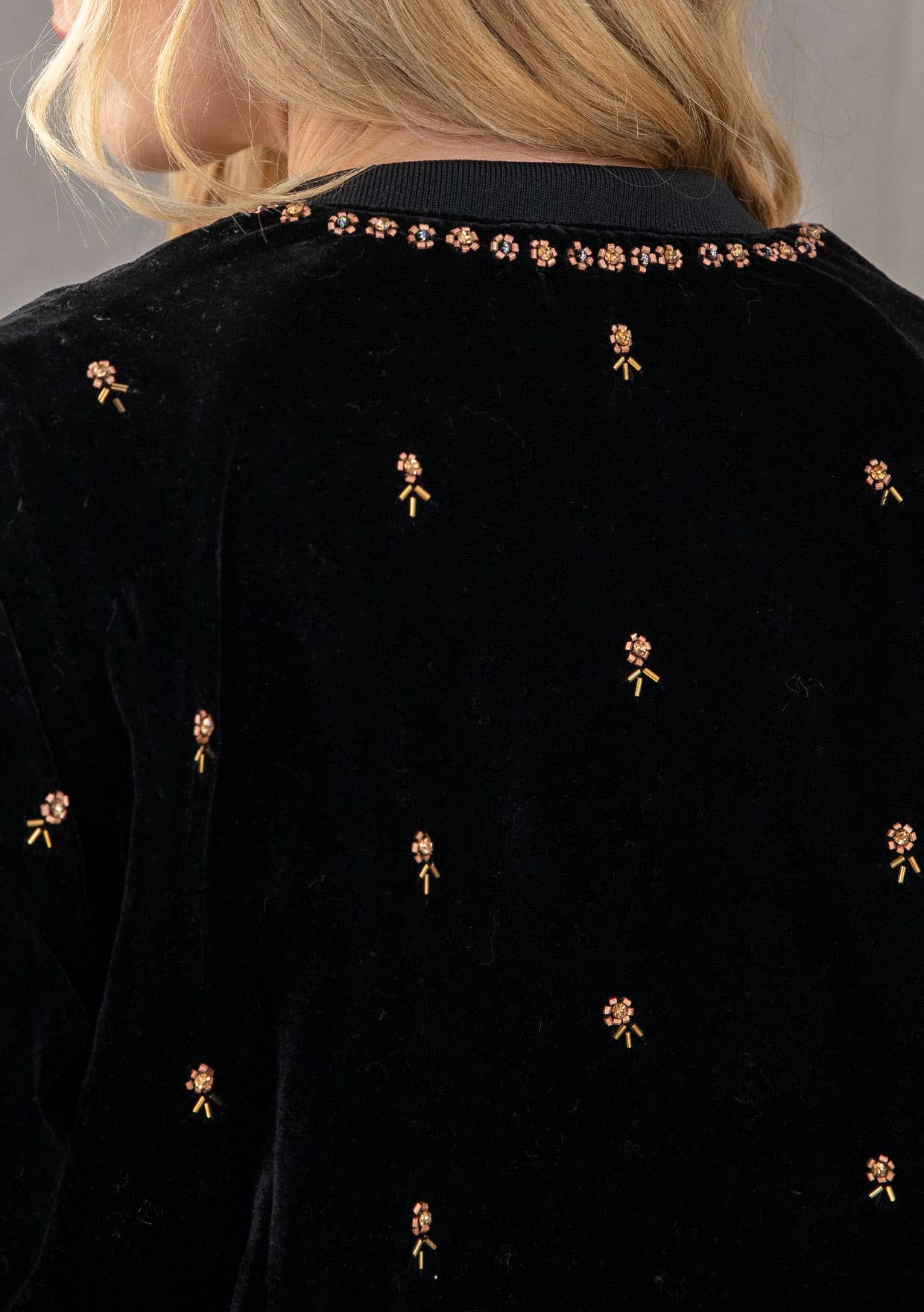 Lovestitch Beaded Velvet Bomber Jacket